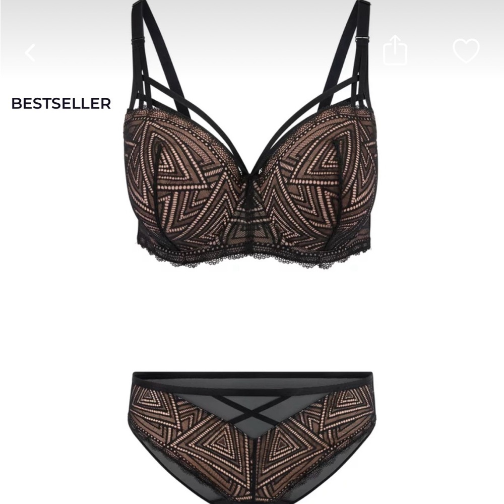 Black and Tan Lace Bra and Panty Set